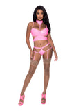 Club Candy Bra, Harness and Panty Pink S/M