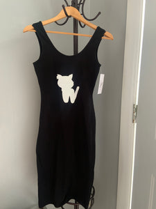 Black/White Kitty Casual Fitted Dress