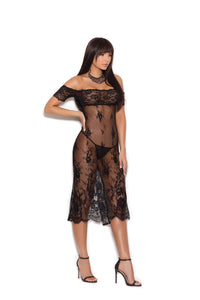 OFF THE SHOULDER TEA LENGTH LACE GOWN PLUS SIZE - WetKitty.love