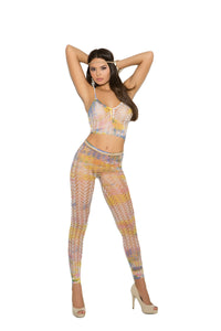 Crochet cami top and matching leggings with feather design. - WetKitty.love