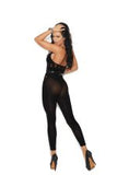 Opaque halter neck footless bodystocking with cut out detailing PLUS SIZE - WetKitty.love