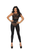 Opaque halter neck footless bodystocking with cut out detailing - WetKitty.love