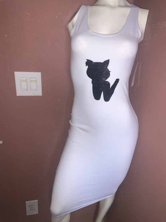 White Kitty Casual Fitted Dress