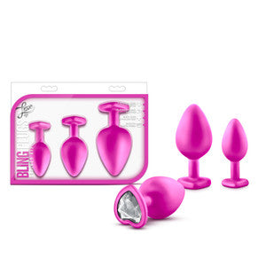 Luxe Bling Plugs Training Kit Pink W/WHITE Gems - WetKitty.love