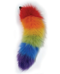 Rainbow Foxy Tail W/STAINLESS Steel Butt Plug - WetKitty.love